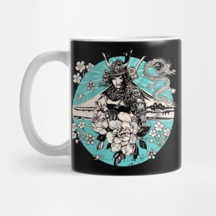 Retro Japanese Girl Samurai Dragon Kanji Symbol Character 612 Mug